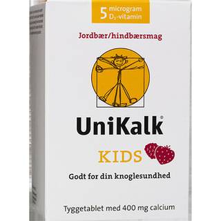 UniKalk Kids jordbær/hindbær tyggetablet - 90 tabletter