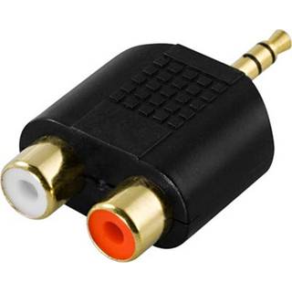 DELTACO  adapter, 2xRCA hun til 3,5mm han, guldpletteret