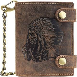 Geldbörse Leder 10x12cm mit Kette Indian "Vintage" antikbraun 1796A-RI | Greenburry.de