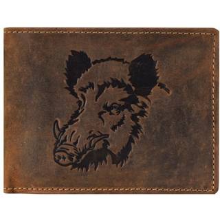 Geldbörse Leder 12x9cm mit Keiler "Vintage Hunting" antikbraun 1705-WILDBOAR-25 | Greenburry.de