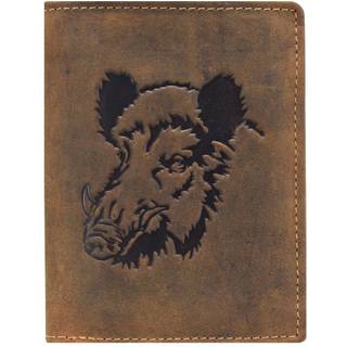 Geldbörse Leder 9x12cm mit Keiler "Vintage Hunting" antikbraun 1701-WILDBOAR-25 | Greenburry.de