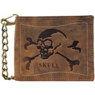 Geldbörse Leder 12x10cm mit Kette Skull "Vintage" antikbraun 1796-SKULL-25 | Greenburry.de