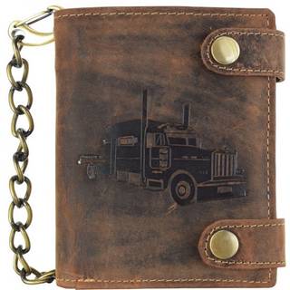 Kettenbörse Leder 10x12cm mit Truck "Vintage" antikbraun 1796A-TRUCK-25 | Greenburry.de