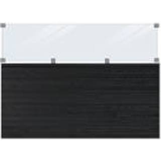 PLUS Plank profilhegn med glas, sort/nåletræ - 174 x 125 cm