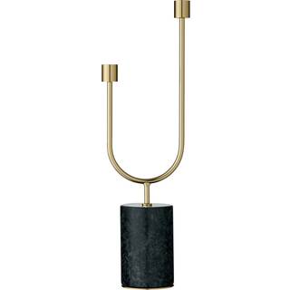 AYTM Grasil lysestage, guld/grøn, bredde 13 cm, marmor