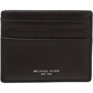 MK Harrison Crossgrain Leather Tall Card Case - Black - Michael Kors - ONE SIZE