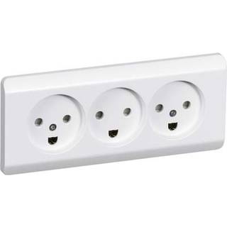 LK OPUS 66 stikkontakt planforsænket tripel for 2 tændinger 2-pol med jord 2½ modul, hvid
