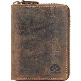 Geldbörse Leder 10x13cm mit Reißverschluss "Vintage" antikbraun 821A-25 | Greenburry.de