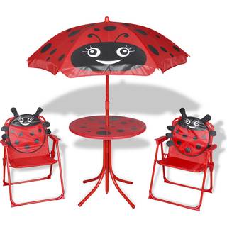 Udendørs Bistrosæt Til Børn 3 Dele Med Parasol - Rød