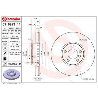 Brembo 09.9923.11 UV Coated Vented Front Brake Rotor BMW OE# 34116793245