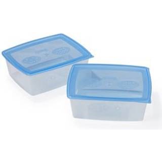 Madkasse Nordiska Plast Frys/Micro, transparent/blå, 2.5 liter, 2-pack
