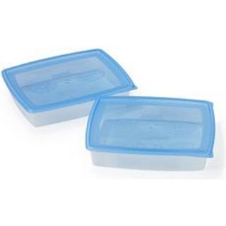 Madkasse Nordiska Plast Frys/Micro, transparent/blå, 1.5 liter, 2-pack