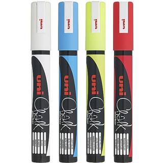 Uni-ball kridt marker PWE-5M til glas- og kridttavler 1,8-2,5mm, sæt a 4 stk
