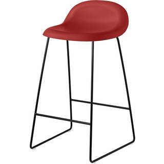 Gubi - 3D Bar Stool, Unupholstered, Chrome Sledge Base, Top - Walnut - Barstole og bartaburetter - Træ farvet - Metal/Træ