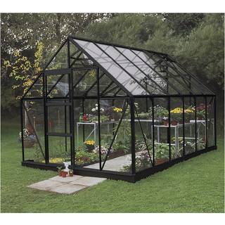 Halls Universal 128 Drivhus 9,9 m² sort m/3 mm delt glas Inkl Fundament