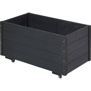 PLUS plantekasse med hjul, sort/nåletræ - 88 x 48 x 47 cm