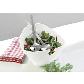 Steel-function salatskål med bestik - hvid