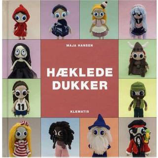 Bog: Hæklede dukker Design: Maja Hansen Originale opskrifter på hæklede dukker i den populære japanske amigurumi-stil. Pirater og vikinger, manga- og eventyrfigurer, vinterprinsesser og sovedukker. Vejledning i hækleteknikker og materialevalg. Modellerne måler 8-24 cm. Forlag: Klematis 48sider| År2015| 180x180mm| ISBN978-87-7139-142-8.