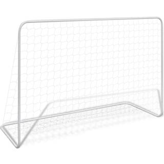 fodboldmål med net 182 x 61 x 122 cm stål hvid