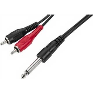 Jack - Phono mono audio kabelsæt (1x 6.3 mm. Jack mono han - 2x RCA | PRIS-MATCH