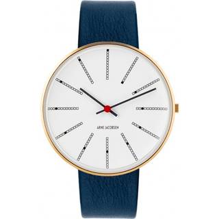 Arne Jacobsen Bankers Watch armbåndsur ø 40mm med navy blå læderrem