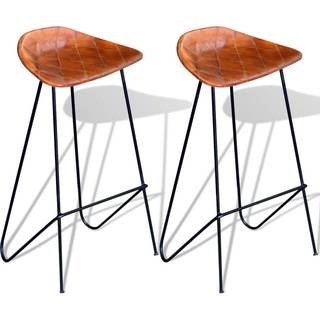 Barstole Ægte Læder Sort Og - 2