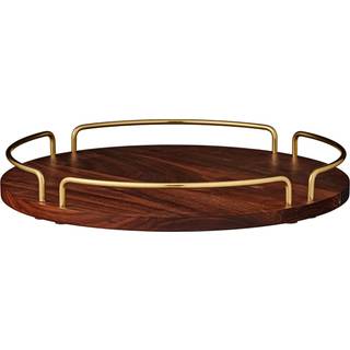 AYTM Serving And Trays - 'Vitta' tray in Walnut, brass Wood, brass
