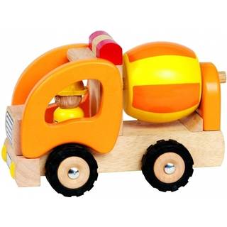 Goki Træbil - Cementblander med gummihjul - 17 cm - Fra 2 år.