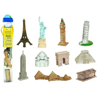 Safari Ltd. Around the World Toob - 10 Figurer: Learing Tower of Pisa Eiffel Tower Taj Mahal Statue of Liberty Giza Pyramids & More - Educational