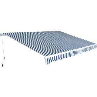 foldemarkise manuel betjening 450 cm blå/hvid