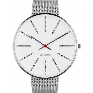 Arne Jacobsen Bankers Watch Ø46 armbåndsur i stål med hvid skive og mesh lænke