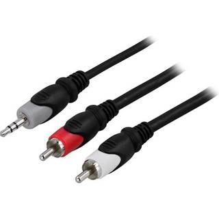 DELTACO Audio cable, 3.5mm male - 2xRCA male 1m, black