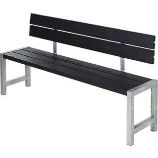 PLUS plankebænk med ryglæn, trykimprægneret/nåletræ - 176 cm