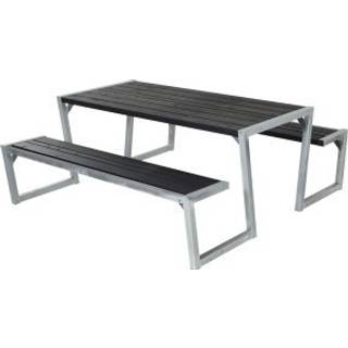 PLUS Zigma bord/bænkesæt, sort/nåletræ - 176 cm
