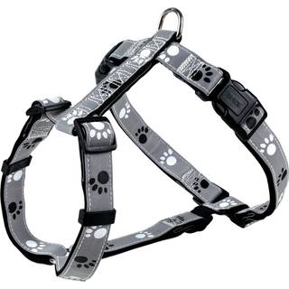 Trixie Silver Reflect H-harness S-M: 40-65 cm/20 mm black/silver grey