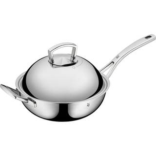 Wokpande, rustfrit stål, med låg, 28 cm / 4 L, &#34;Multiplicer&#34; - WMF
