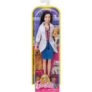 Barbie Pet Vet Brunette Doll med karriere Pet-Print Dress Medical Coat Shoes and Kitty Patient for Alder 3 og Up Multi