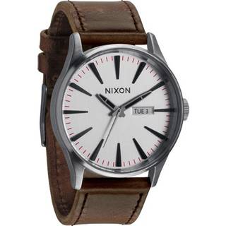 Nixon A1051113-00 The Sentry Leather Sølvfarvet/Læder Ø42 mm