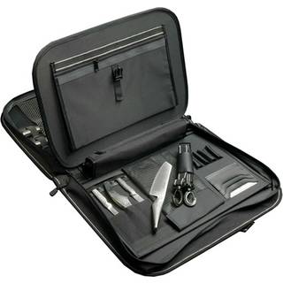 Global G-667/PRO Messertasche / Kochzubehörtasche mit 2 Fächern für bis zu 25 Messer - Schwarz
