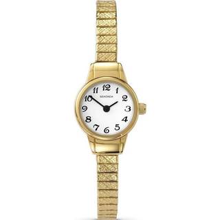 Sekonda Classic Quartz White Dial Gold PVD Expander Stainless Steel Bracelet Ladies Watch 4474