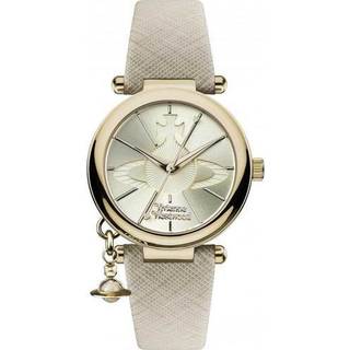 Vivienne Westwood Orb Pop Quartz Silver Dial Cream Leather Strap Ladies Watch VV006GDCM
