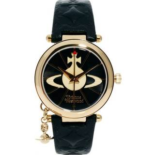 Vivienne Westwood Orb II Black Dial Black Leather Strap Ladies Watch VV006BKGD