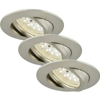 Briloner Drejelig LED-indbygningsspot, 3 stk., mat nikkel ERIK, Aluminium/grå/zink, Stue/spisestue, Plast, Moderne, Runde downlight
