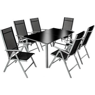 Aluminium havemøbler, bord og 6 stole - sølv