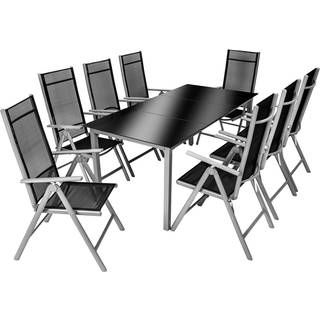 Aluminium havemøbler, bord og 8 stole - sølv