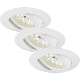 Briloner Hvidt LED-indbygningsspot i et sæt med 3 - drejeligt. ERIK, Hvid/opal, Stue/spisestue, Plast, Moderne, Runde downlight