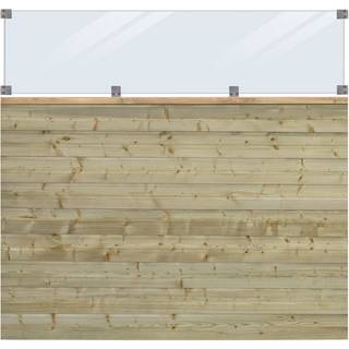 PLUS Plank profilhegn med glas, sort/nåletræ - 174 x 163 cm