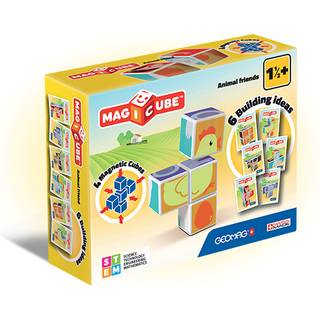 GEOMAG MagiCube Animal Friends 4-delt magnetiske stableterninger Byggest Smbrn og brn i alderen 1,5+ STEM Pdagogisk legetj Schweizisk-frems