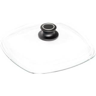 Grydelåg kvadratisk glas Glas med knop - WORLD´S BEST PAN (Flere størrelser) - 26x26 cm