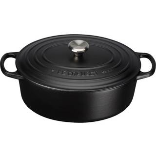 Le Creuset støbejernsgryde oval signature mat sort 27 cm